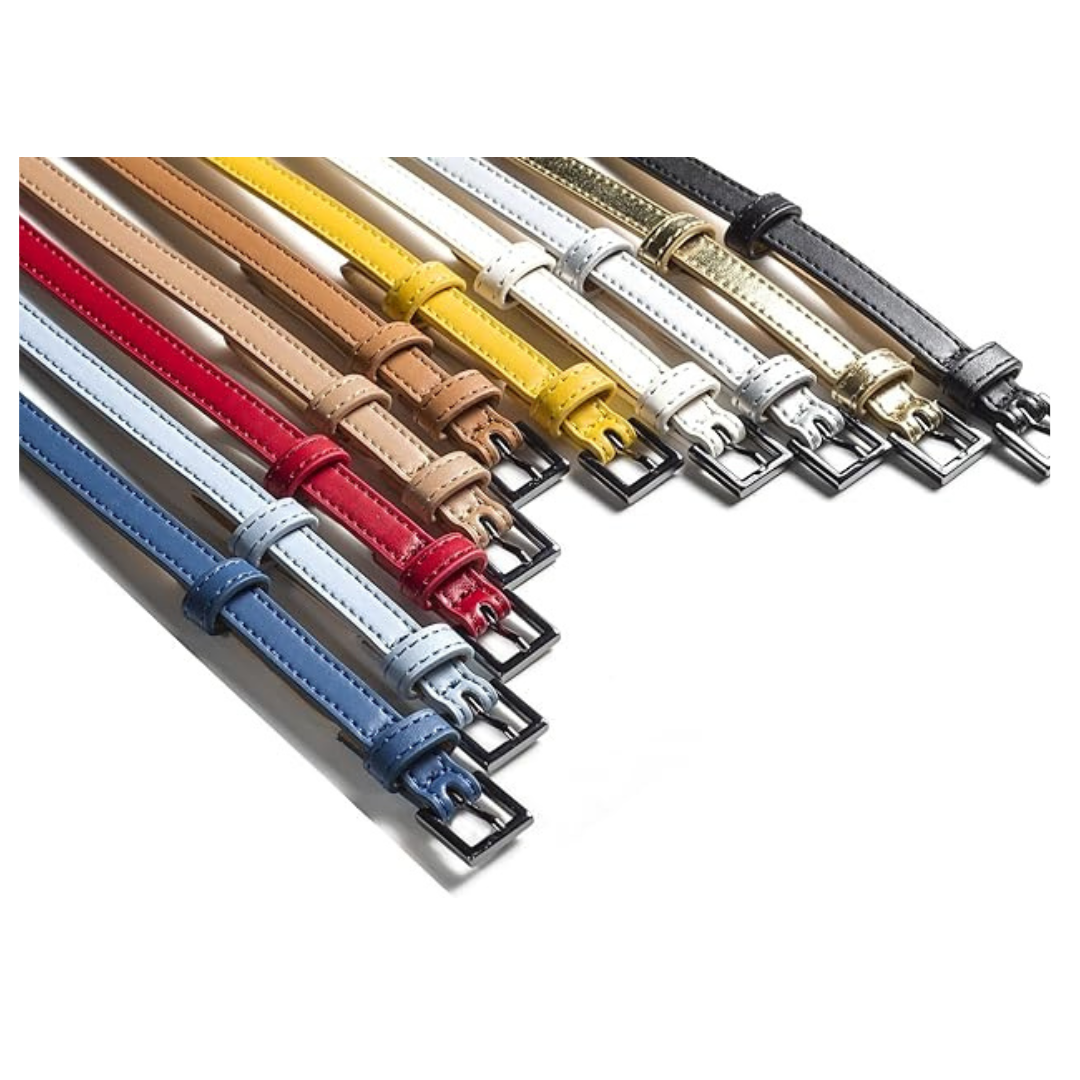 90er Pack Hochwertiger Damen Gürtel 1cm breit für Hüfte & Taille mit beweglicher Zusatz-Schnalle - geeignet für Rock, Hose und Kleider in 10 verschiedenen Farben (1.Stk.1,50€)