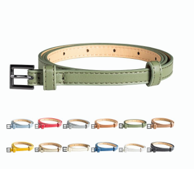 90er Pack Hochwertiger Damen Gürtel 1cm breit für Hüfte & Taille mit beweglicher Zusatz-Schnalle - geeignet für Rock, Hose und Kleider in 10 verschiedenen Farben (1.Stk.1,50€)