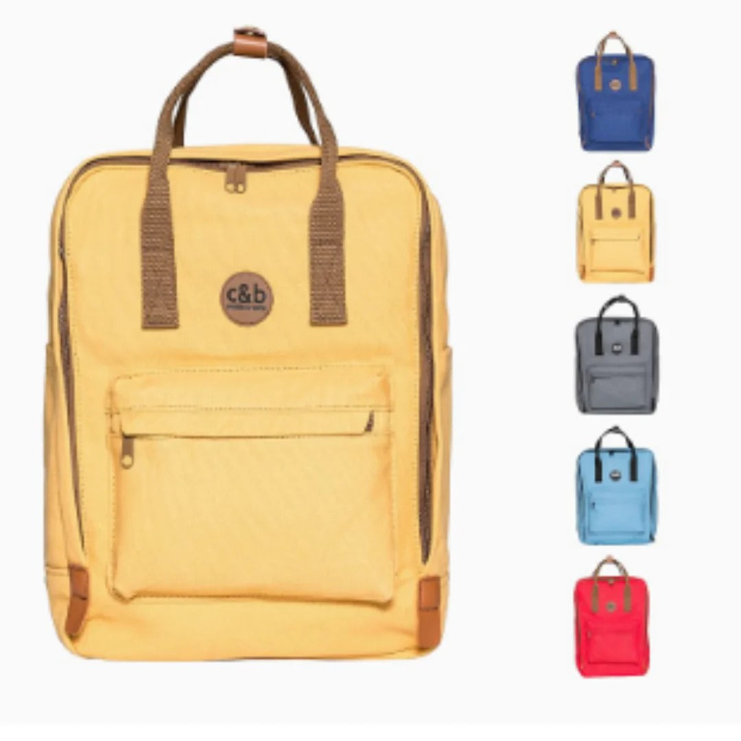20er Pack cecilia&bens Canvas Rucksack Damen Herren Schulrucksack Notebook bis 14 Zoll und A4 Blöcke in 5 verschiedenen Farben(1Stk.5€)